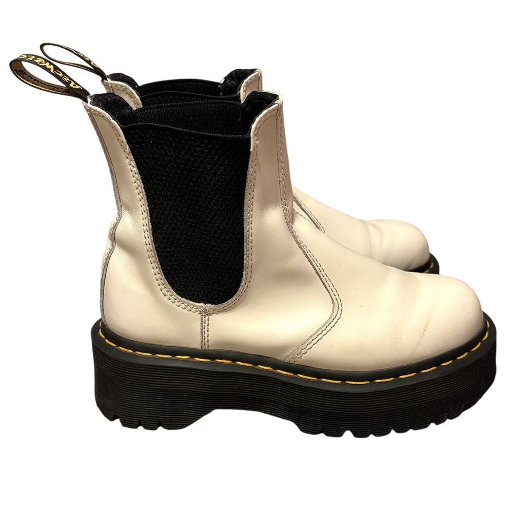 Dr. Martens 2976 Smooth Size 5 White Leather Platform Quad Chelsea Boots